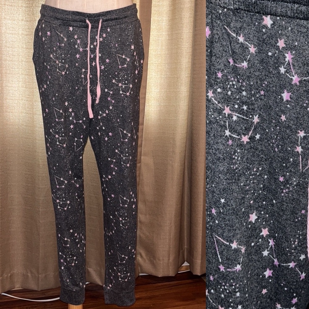 Cuddl Duds Womens Medium (10-12) Gray Celestial Star Lounge Pajama Pant
